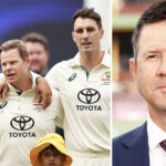 Ricky Ponting aux côtés de l'équipe australienne de cricket Test.