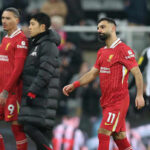 Newcastle United vs Liverpool – St James Park – Mercredi 4 décembre 2024 – Mohamed Salah de Liverpool est vu à temps plein